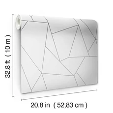 Kép 4/5 - York Modern geometrikus fehér-ezüst vlies tapéta Nazca White/Silver 52,83 cm X 10 m
