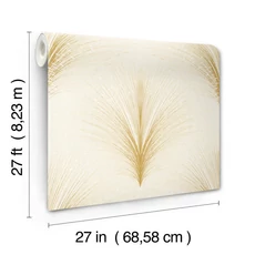 Kép 2/11 - York Metál fényes modern krém-arany vlies tapéta Papyrus Plume Ivory 68,58 cm X 8,22 m