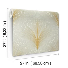 Kép 11/11 - York Metál fényes modern zöld vlies tapéta Papyrus Plume Sage 68,58 cm X 8,22 m