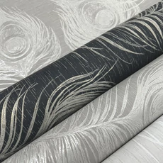 Kép 4/7 - York Pávatollas gyöngyházas elegáns barna vlies tapéta Regal Peacock Dark Mink 68,58 cm X 8,22 m