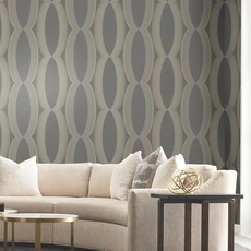 Kép 6/8 - York Ellipszis mintás sötétszürke vlies tapéta Progression Ogee Charcoal 68,58 cm X 8,22 m