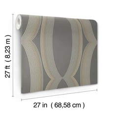 Kép 2/8 - York Ellipszis mintás sötétszürke vlies tapéta Progression Ogee Charcoal 68,58 cm X 8,22 m