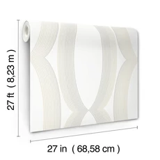 Kép 5/5 - York Ellipszis mintás fehér-bézs vlies tapéta Progression Ogee White 68,58 cm X 8,22 m