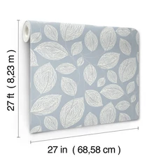 Kép 2/8 - York Levélmintás kék vlies tapéta Contoured Leaves Indigo Blue 68,58 cm X 8,22 m