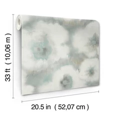 Kép 6/8 - York Akvarell virágos kék-szürke vlies tapéta Blended Floral Aqua 68,58 cm X 8,22 m