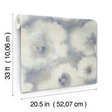 Kép 2/8 - York Akvarell virágos kék vlies tapéta Blended Floral Blue 68,58 cm X 8,22 m