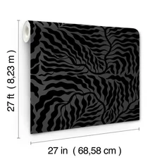 Kép 6/7 - York Absztrakt levélmintás fekete vlies tapéta Fern Fronds Black 68,58 cm X 8,22 m