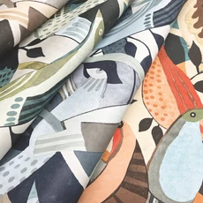 Kép 7/9 - York Madár mintás modern kék vlies tapéta Fauvist Flock Coral/Aqua 68,58 cm X 8,22 m