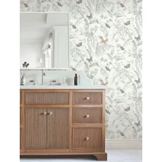 Kép 3/6 - York Pillangók trópusi leveleken zöld vlies tapéta Papillon Blush 68,58 cm X 8,22 m