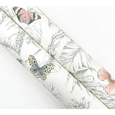 Kép 4/6 - York Pillangók trópusi leveleken zöld vlies tapéta Papillon Blush 68,58 cm X 8,22 m