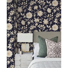 Kép 2/6 - York Virágindás klasszikus fekete-arany vlies tapéta Sutton Black 68,58 cm X 8,22 m