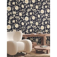 Kép 3/6 - York Virágindás klasszikus fekete-arany vlies tapéta Sutton Black 68,58 cm X 8,22 m