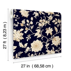 Kép 5/6 - York Virágindás klasszikus fekete-arany vlies tapéta Sutton Black 68,58 cm X 8,22 m