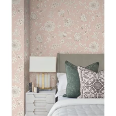Kép 2/6 - York Virágindás klasszikus rószaszín vlies tapéta Sutton Blush 68,58 cm X 8,22 m
