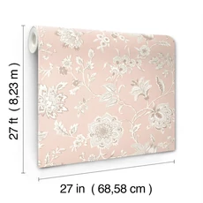Kép 5/6 - York Virágindás klasszikus rószaszín vlies tapéta Sutton Blush 68,58 cm X 8,22 m