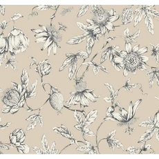 Kép 1/6 - York Egzotikus viráginda bézs vlies tapéta Passion Flower Toile Beige 68,58 cm X 8,22 m