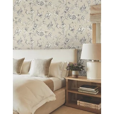 Kép 2/6 - York Egzotikus viráginda bézs vlies tapéta Passion Flower Toile Beige 68,58 cm X 8,22 m
