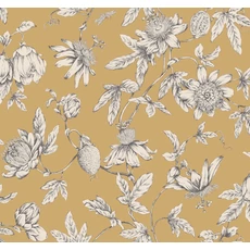 Kép 1/6 - York Egzotikus viráginda sárga vlies tapéta Passion Flower Toile Harvest 68,58 cm X 8,22 m