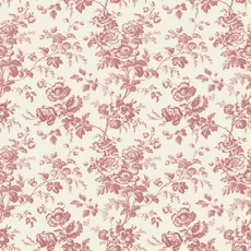 Kép 1/6 - York Romantikus virágmintás piros vlies tapéta Anemone Toile French Red 52 cm X 10 m