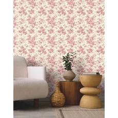 Kép 2/6 - York Romantikus virágmintás piros vlies tapéta Anemone Toile French Red 52 cm X 10 m