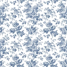 Kép 1/6 - York Romantikus virágmintás kék-fehér vlies tapéta Anemone Toile Navy 52 cm X 10 m