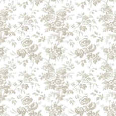 Kép 1/6 - York Romantikus virágmintás barna-fehér vlies tapéta Anemone Toile Taupe 52 cm X 10 m