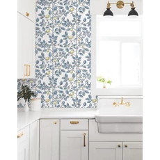 Kép 2/6 - York Monokróm citromfás kék vlies tapéta Limoncello Toile Blue 68,58 cm X 8,22 m