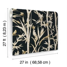 Kép 5/6 - York Bambuszerdőt ábrázoló fekete vlies tapéta Bambou Toile Black 68,58 cm X 8,22 m