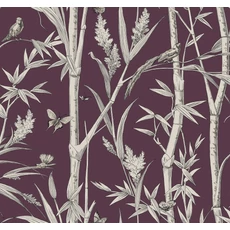 Kép 1/6 - York Bambuszerdőt ábrázoló bordó vlies tapéta Bambou Toile Burgundy 68,58 cm X 8,22 m