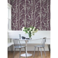 Kép 2/6 - York Bambuszerdőt ábrázoló bordó vlies tapéta Bambou Toile Burgundy 68,58 cm X 8,22 m
