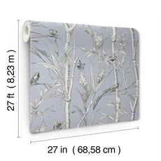 Kép 5/6 - York Bambuszerdőt ábrázoló kék vlies tapéta Bambou Toile Sky 68,58 cm X 8,22 m