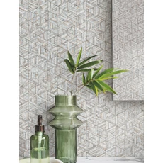 Kép 2/5 - York Fényes geometriai mintás mdoern kék-ezüst vinyl tapéta Rune High Performance Vinyl Pewter 68,58 cm X 8,22 m