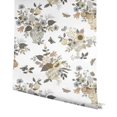 Kép 4/7 - York Virágcsokrok lepkékkel bézs vlies tapéta Flower Studies Linen Multi 68,58 cm X 8,22 m