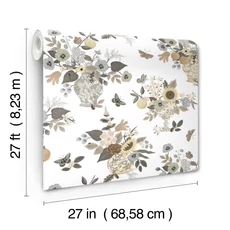Kép 6/7 - York Virágcsokrok lepkékkel bézs vlies tapéta Flower Studies Linen Multi 68,58 cm X 8,22 m