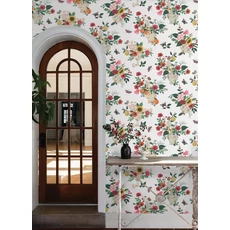 Kép 2/7 - York Virágcsokrok lepkékkel piros vlies tapéta Flower Studies Rose Multi 68,58 cm X 8,22 m