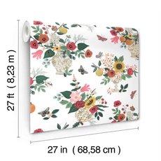 Kép 6/7 - York Virágcsokrok lepkékkel piros vlies tapéta Flower Studies Rose Multi 68,58 cm X 8,22 m