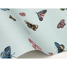 Kép 5/7 - York Bájos pillangós világoskék vlies tapéta finom arany részletekkel Butterfly House Light Blue 68,58 cm X 8,22 m