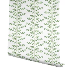 Kép 4/7 - York Kúszó levelek fehér-zöld vlies tapéta arany részletekkel Climbing Vine White & Blue 68,58 cm X 8,22 m