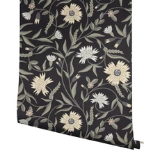 Kép 4/7 - York Vadvirágos fekete vlies tapéta Aster Black 68,58 cm X 8,22 m