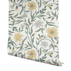 Kép 4/7 - York Vadvirágos bézs-arany vlies tapéta Aster Linen-Gold 68,58 cm X 8,22 m