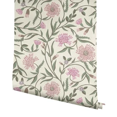 Kép 4/7 - York Vadvirágos bézs-rózsaszín vlies tapéta Aster Linen-Rose 68,58 cm X 8,22 m