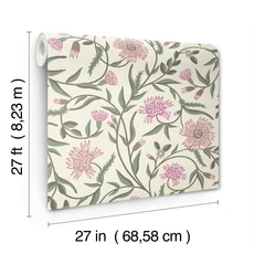 Kép 6/7 - York Vadvirágos bézs-rózsaszín vlies tapéta Aster Linen-Rose 68,58 cm X 8,22 m