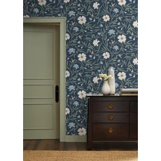 Kép 2/7 - York Vadvirágos sötétkék vlies tapéta Aster Navy 68,58 cm X 8,22 m