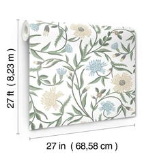 Kép 6/7 - York Vadvirágos fehér-zöld vlies tapéta Aster White 68,58 cm X 8,22 m