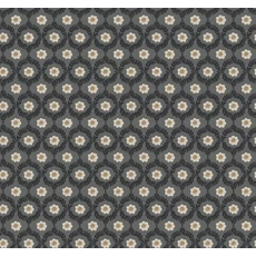 Kép 1/7 - York Apró virág mintás pöttyös fekete-arany vlies tapéta Emma Black 68,58 cm X 8,22 m