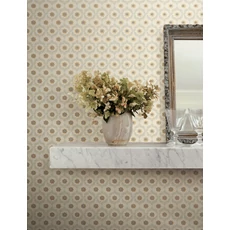 Kép 2/7 - York Apró virág mintás pöttyös arany-bézs vlies tapéta Emma Linen 68,58 cm X 8,22 m