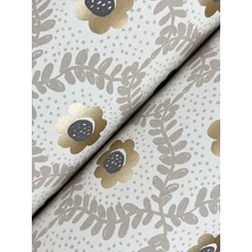 Kép 3/7 - York Apró virág mintás pöttyös arany-bézs vlies tapéta Emma Linen 68,58 cm X 8,22 m
