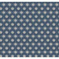 Kép 1/7 - York Apró virág mintás pöttyös kék-arany vlies tapéta Emma Navy 68,58 cm X 8,22 m