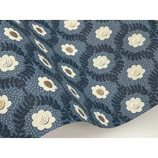 Kép 5/7 - York Apró virág mintás pöttyös kék-arany vlies tapéta Emma Navy 68,58 cm X 8,22 m