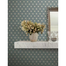 Kép 2/7 - York Apró virág mintás pöttyös zöld-arany vlies tapéta Emma Slate 68,58 cm X 8,22 m